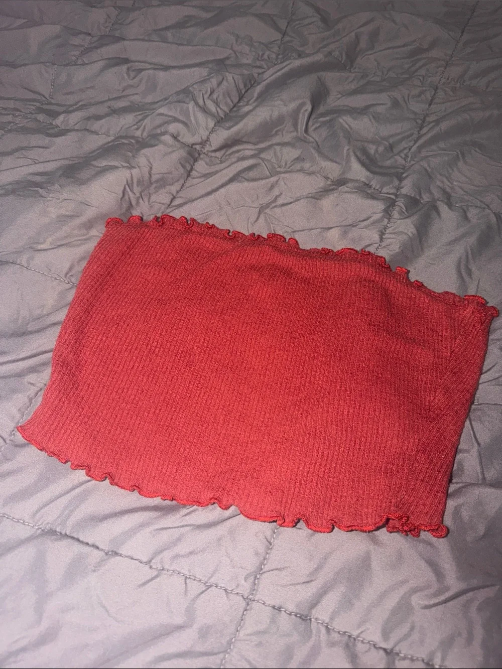 Red Ribbed Tube Top - Picture 2 of 3